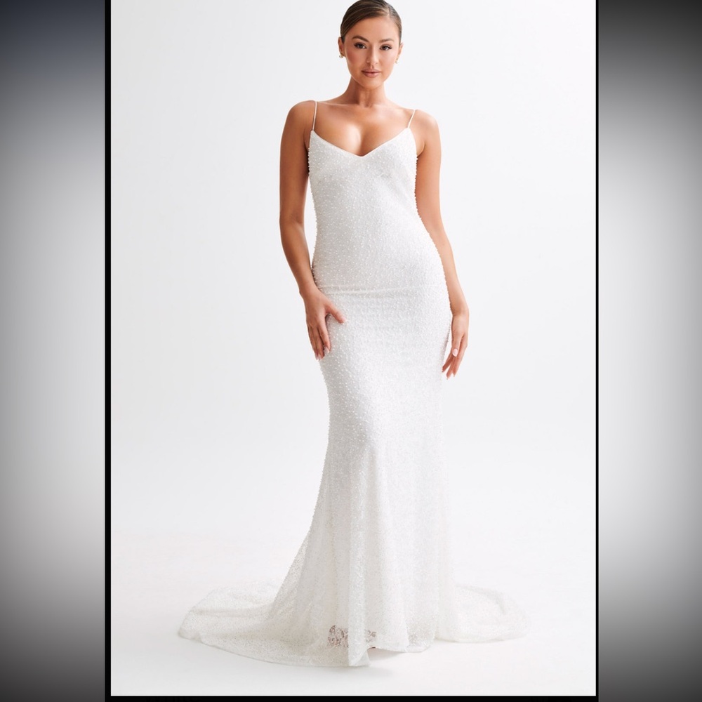 Catalina Pearl beaded wedding gown - white